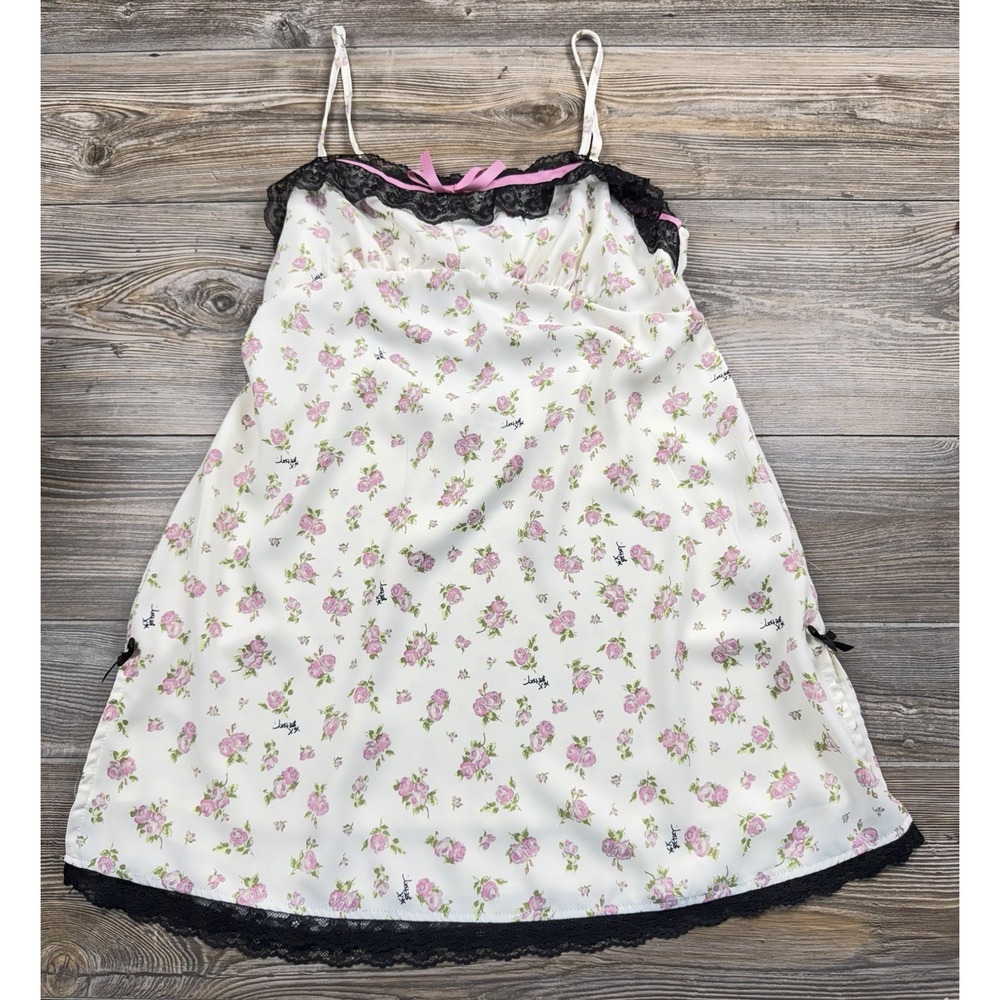 Betsey Johnson x Forever 21 Slip Dress Floral Lace Babydoll Y2K‎ Pink Size Large